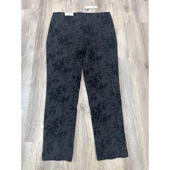 Chicos So Slimming Juliet Flocked Blooms Ankle Pant Black Floral Size 12 NWT - Picture 6 of 11